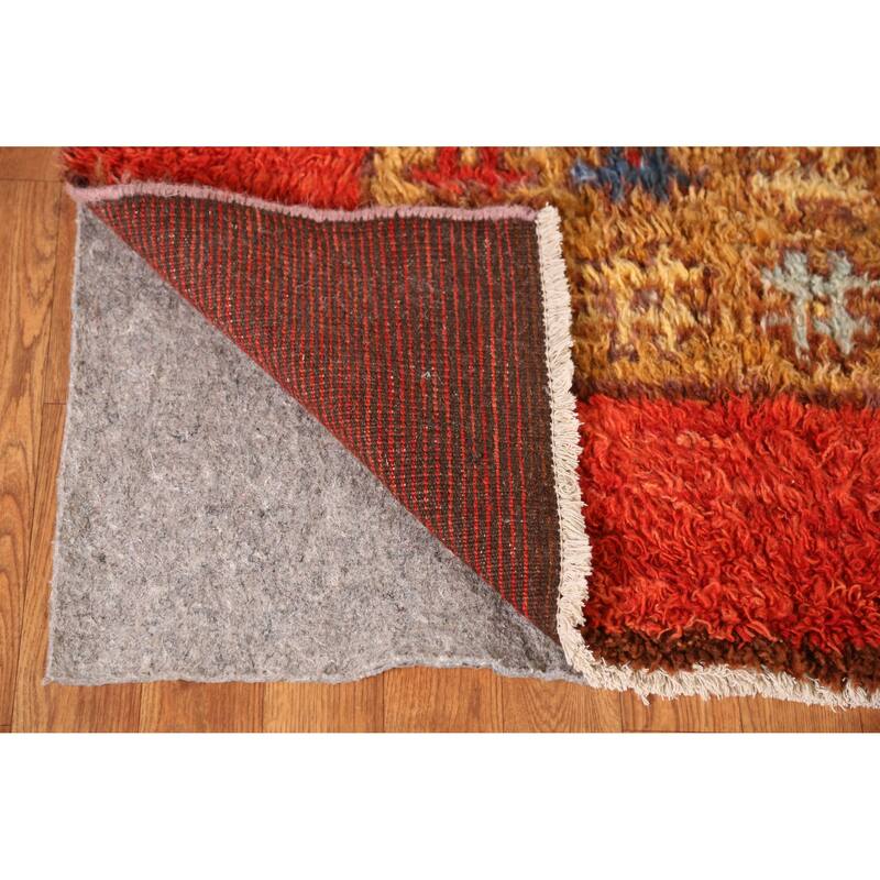 Geometric Moroccan Shaggy Oriental Rug Handmade Wool Carpet - 5'11" x 8'8"
