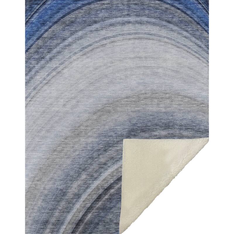 Premium Machine Washable Contemporary Wave Sherpa Throw Blanket