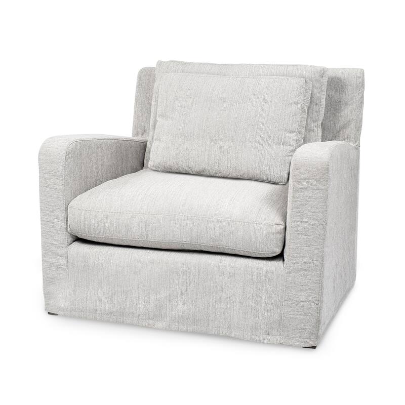 Denly III Beige Slipcover Upholstered Arm Chair - Frost Gray