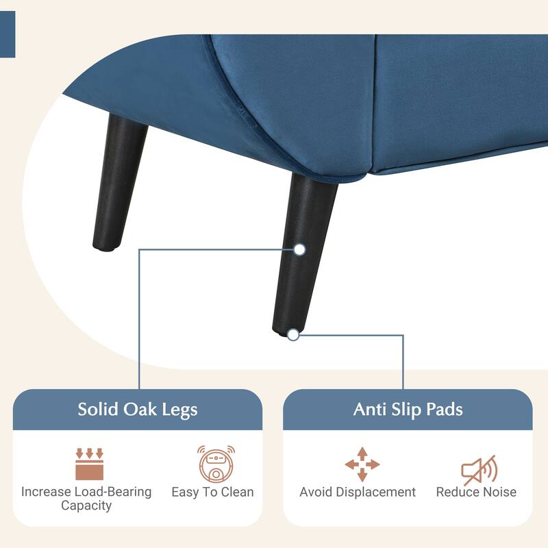 Upholstered Velvet Bench End of Bed Bench with 2 Pillows, Button Tufted Ottoman Footstool with Rolled Arms