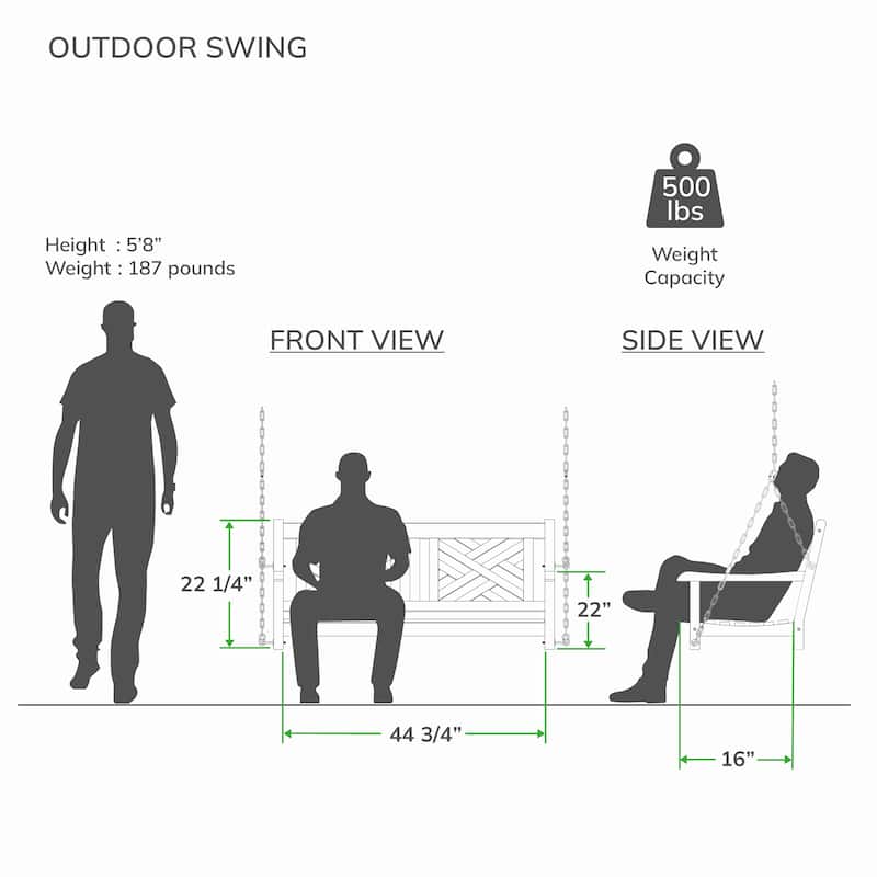 Cambridge Casual Isla Teak Wood Outdoor Porch Swing