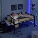 preview thumbnail 4 of 18, Metal Loft Bed with Rectangular Desk, Full Rattan LED Loft Bed Frame with Storage Shelves and Hanging Storage Compartments