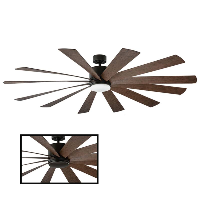 Windflower 80 Inch 12 Blade Indoor / Outdoor Smart Ceiling Fan with Six Speed DC Motor and LED Light.