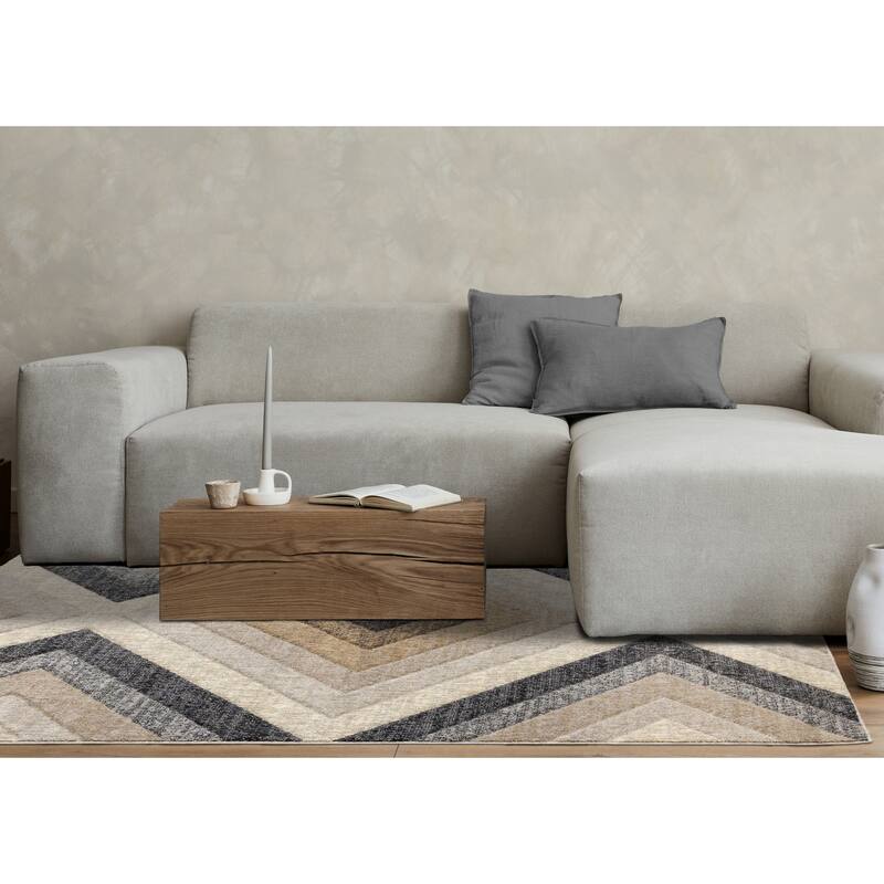 Caro Collection - Recycled Polyester Diamond Cream Grey Area Rug