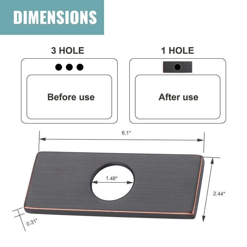 WOWOW 304 Stainless Steel Faucet Deck Plate Fits 1 to 3 Hole Sinks