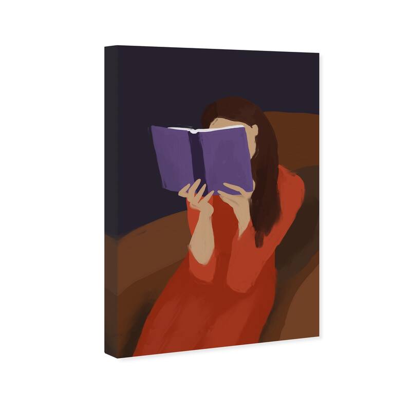 Wynwood Studio Canvas Entertainment and Hobbies Passionate Reader Red and Dark Red Modern & Contemporary Wall Art Canvas Print