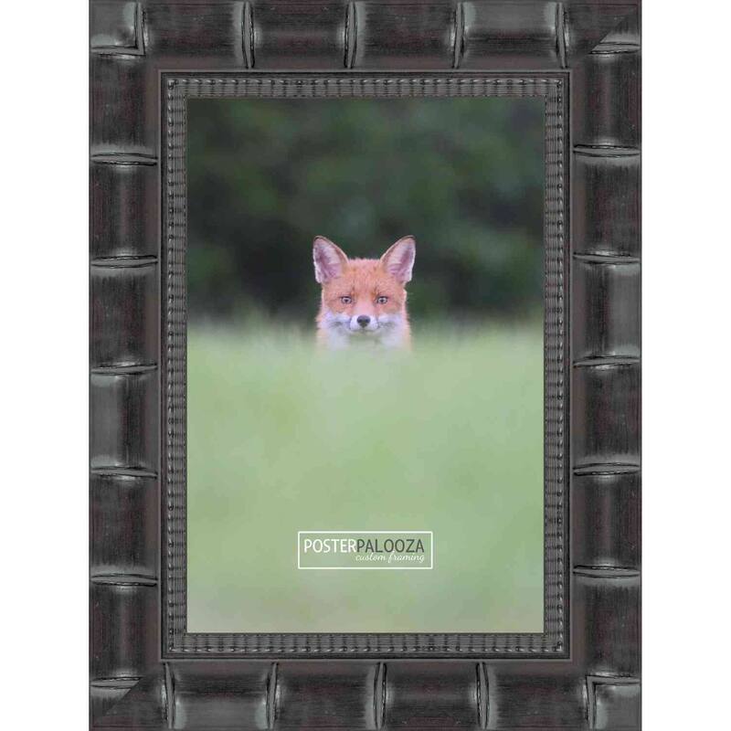 10x13 Black Wide Bamboo Picture Frame - UV Acrylic, Foam Board Backing, Hanging Hardware
