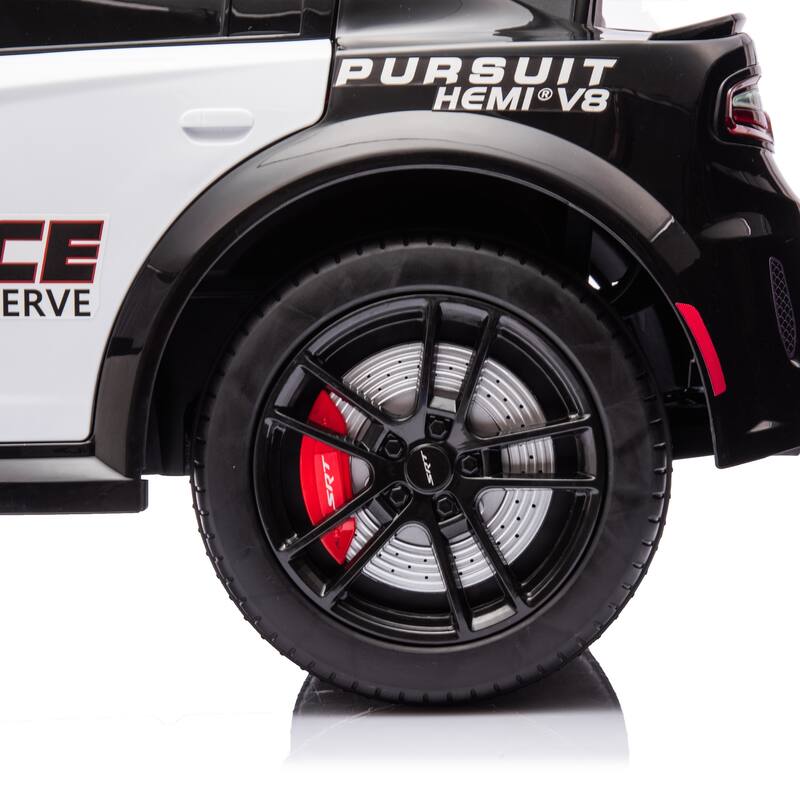 Licensed 12V Dodge Charger Kids Ride-On Police Car with Remote Control, LED Lights, Three Speeds & Suspension