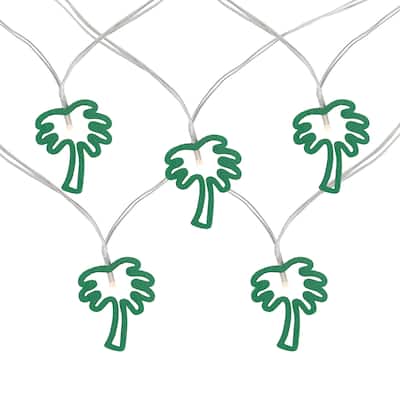 10-Count LED Palm Tree Fairy Lights - Warm White - Solid Green