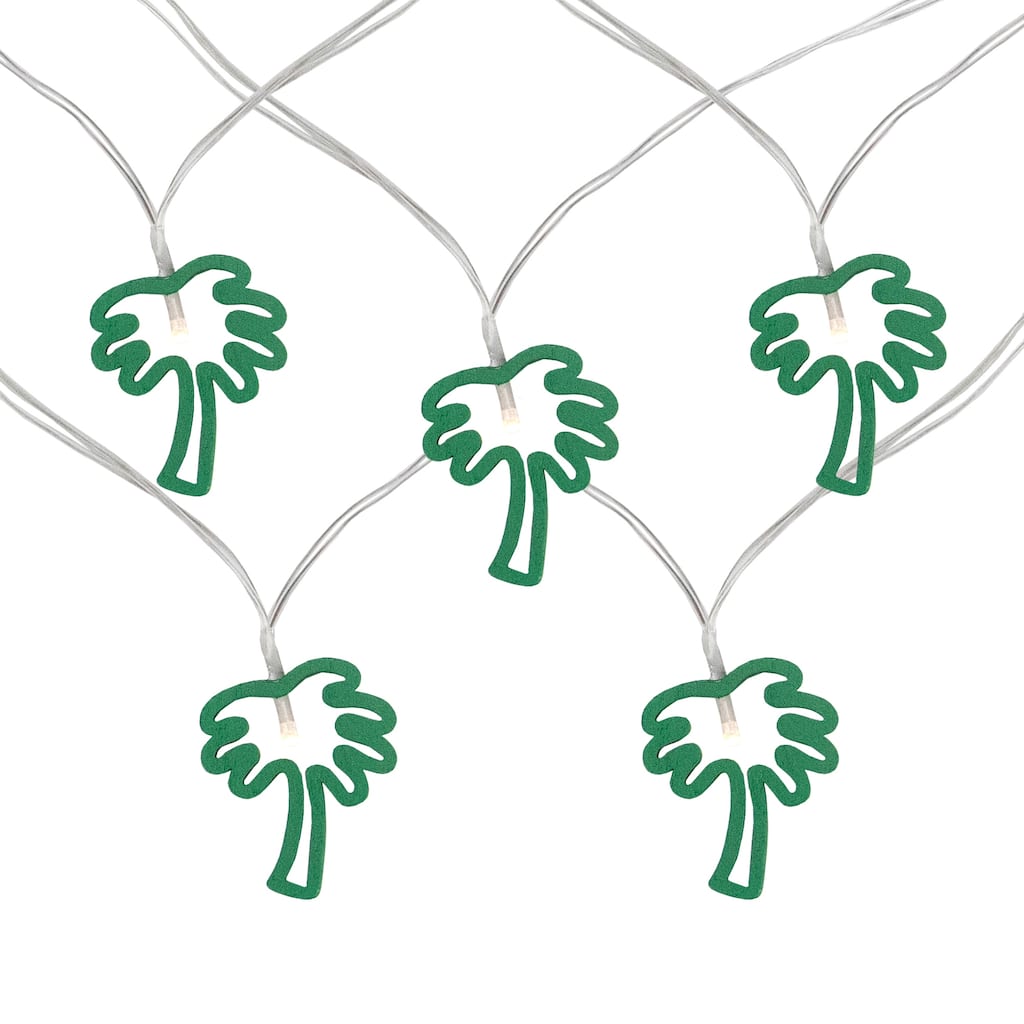 10-Count LED Palm Tree Fairy Lights - Warm White - Solid Green