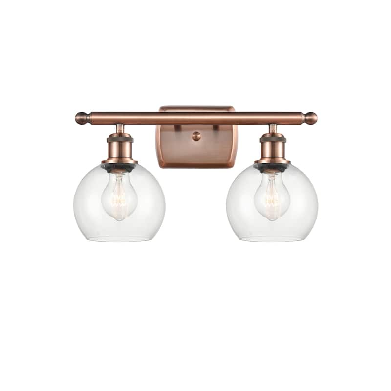Innovations Lighting 516-2W-9-16 Athens Vanity Athens 2 Light 16" Wide - Antique Copper / Clear