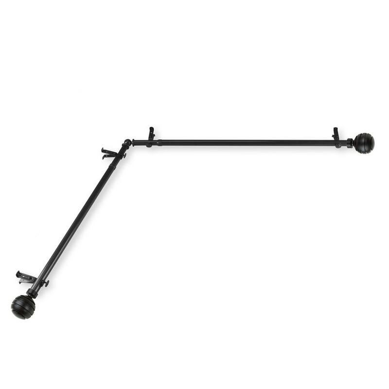 InStyleDesign Piper Corner Window Curtain Rod 13/16 inch dia. - each side 28-48 inches - Black