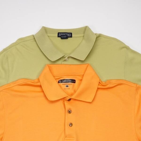 Shop Pebble Beach Lands End Lot Of 2 Polo Golf Shirt Short