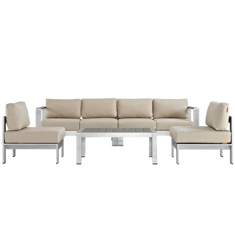 Shore 5-piece Outdoor Patio Aluminum Sectional Sofa Set