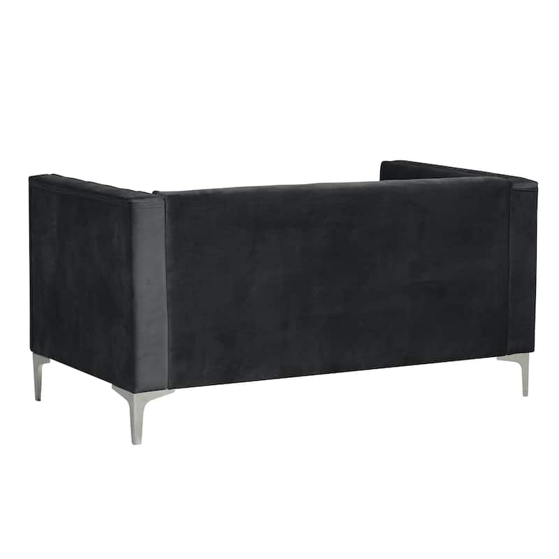 Morden Fort Modern 2 Pieces of Chair and Loveseat Set with Dutch Velvet Grey, Iron Legs
