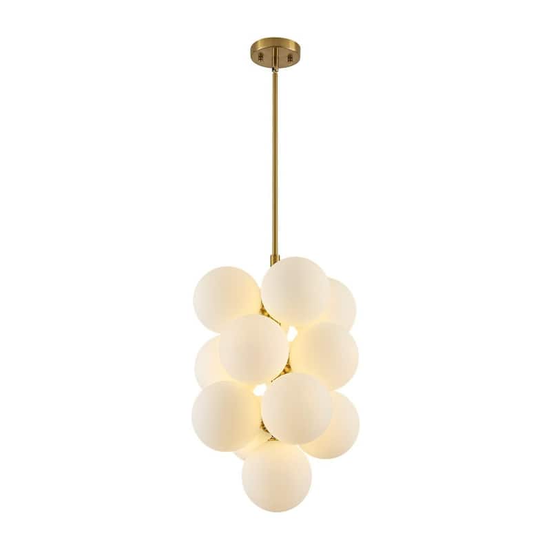 Classic Glam 13-Light White Frosted Grape Glass Stacked Chandelier - 15.7 in