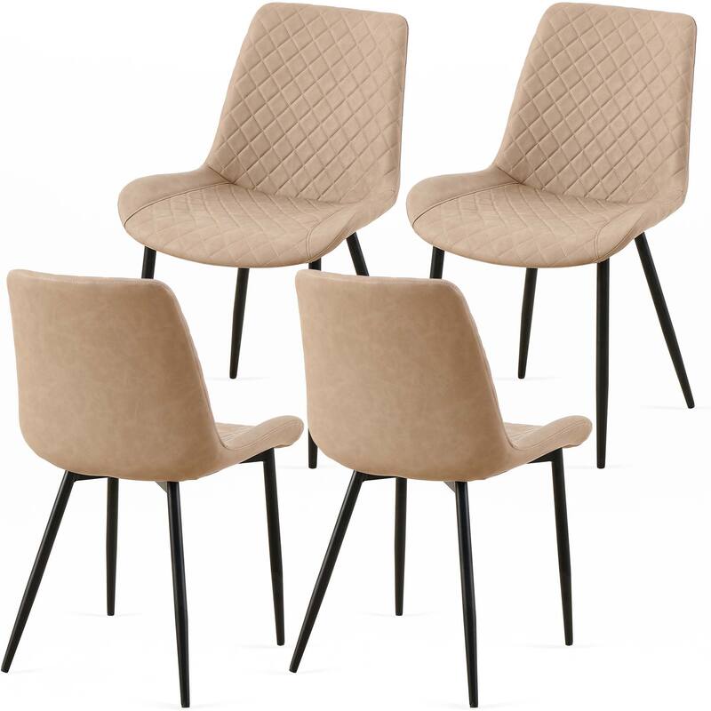 Mid-Century Leathaire Dining Chairs,Side Chair with Metal Legs