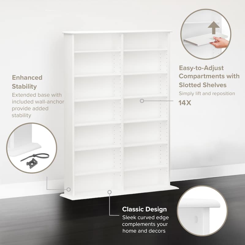 Prepac Media Storage Display Cabinet 8.75" D x 38.75" W x 51" H
