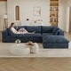 preview thumbnail 102 of 147, Modular Sectional Sofa Corduroy Upholstered Sleeper Sofa Convertible Cloud Accent Couch Deep Seat Chaise Lounge, DIY Combination 3 Seat with Otto - Blue
