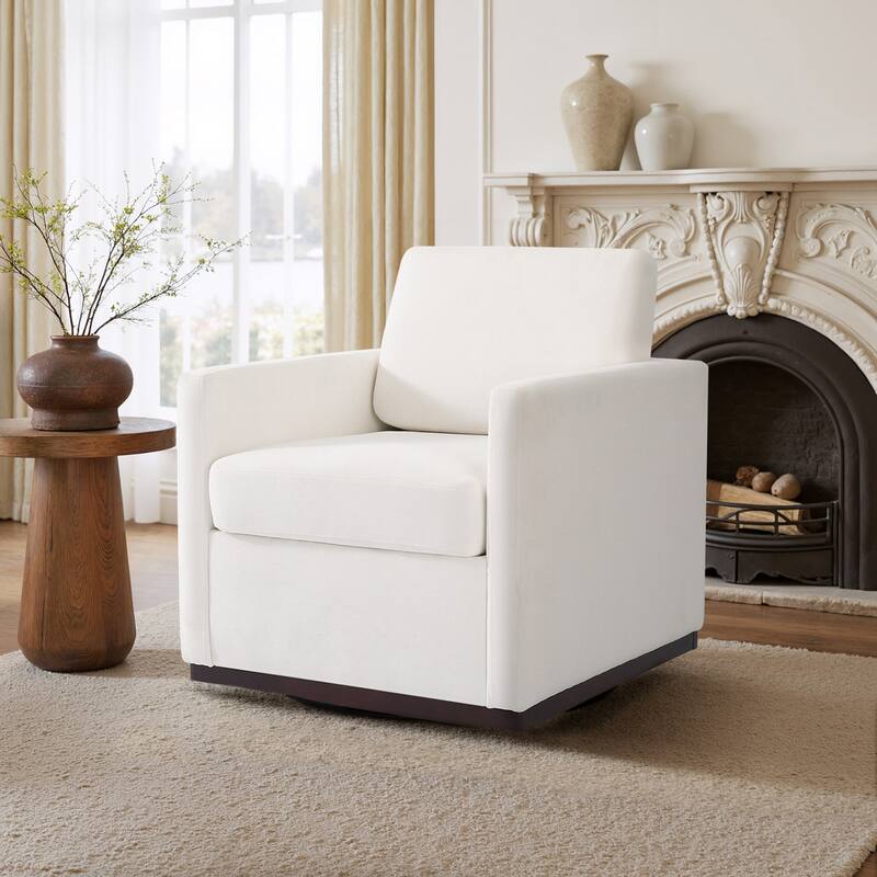 uixe Modern Upholstered Swivel Accent Chair with Pocket Spring Seat