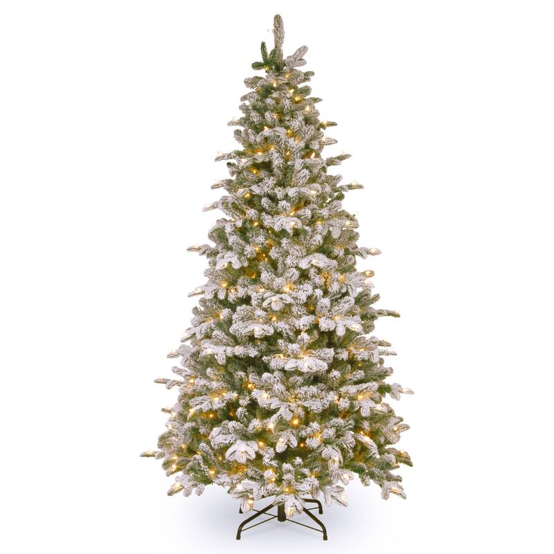 National Tree Company 6.5 ft. Snowy Everest Fir Medium Tree with Clear Lights - 6.5 Foot