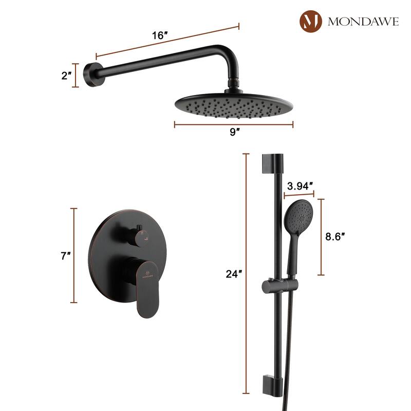Retro Series 9 in. Rain Wall Mount Dual Shower Heads with 1.8 GPM