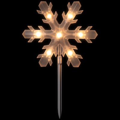 Lighted Snowflake Christmas Pathway Markers - 14.25" - 5ct - Clear