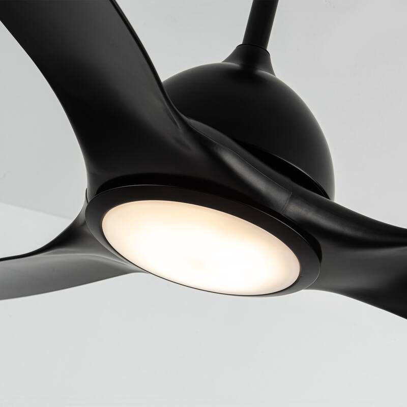 52" Modern Black ABS 3-blade Propeller Ceiling Fan with Light and Remote