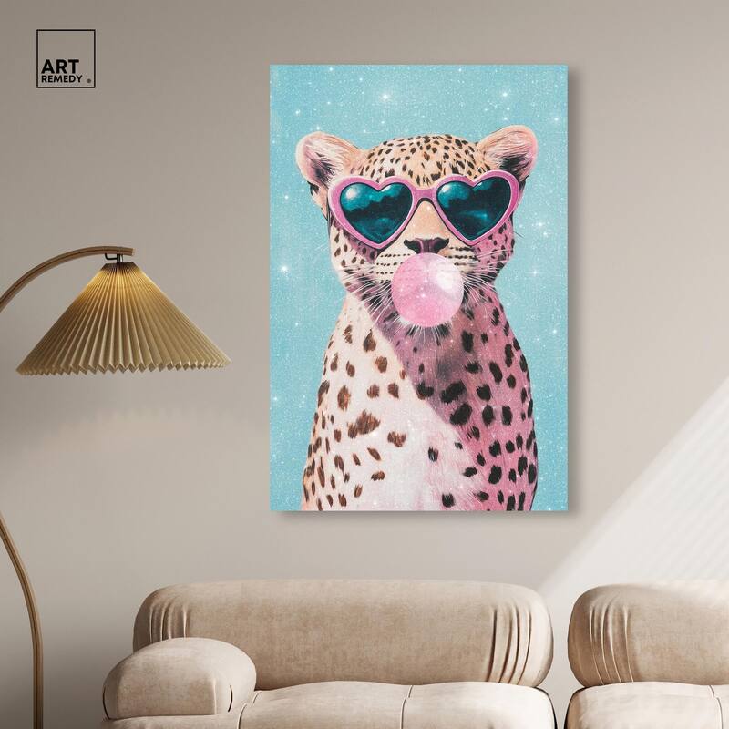 Pastel Cheetah Bubblegum Canvas by Art Remedy, Gallery Wrapped