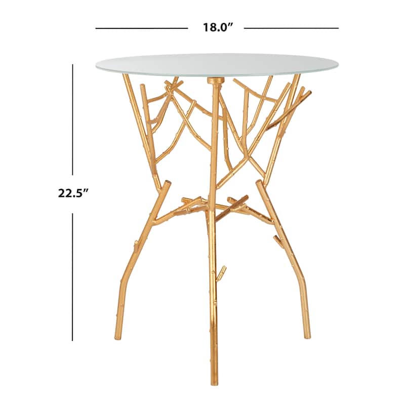 SAFAVIEH Treasures Lawanda Gold/ Blue-White Top Accent Table - 18" W x 18" L x 22.5" H - 18Wx18Dx23H
