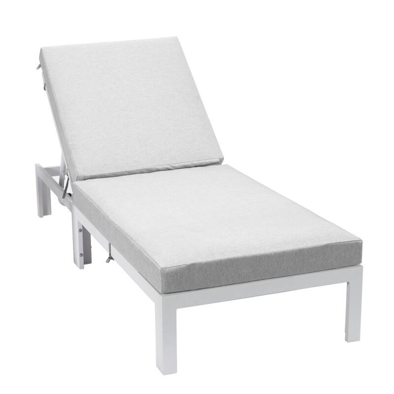 Chelsea Polyester Chaise Lounge Chair with Adjustable Headrest, Aluminum Frame, Machine Washable Cushions for Outdoor & Indoor