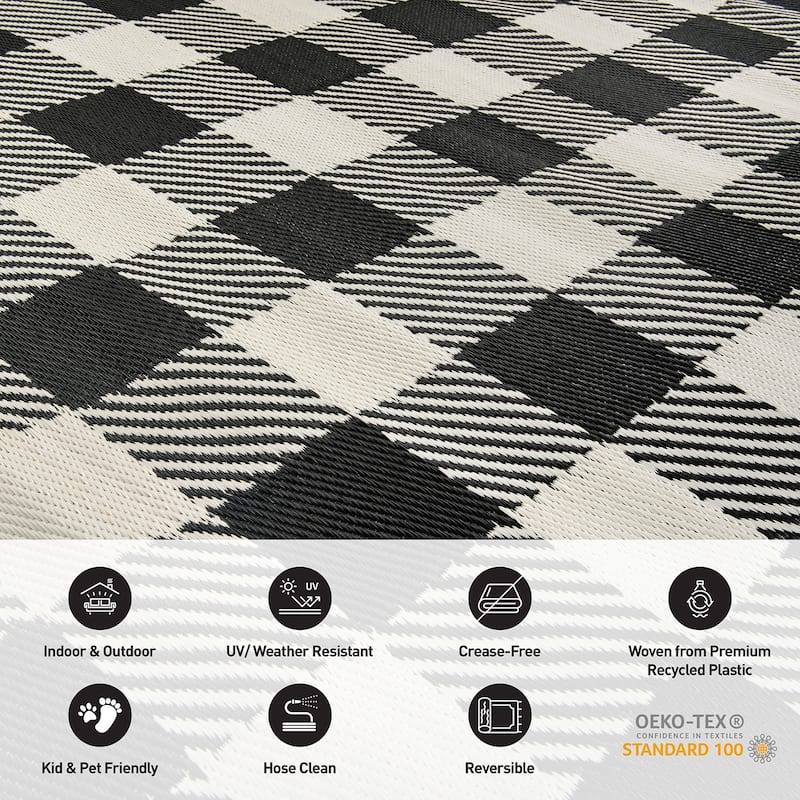 Buffalo Plaid Reversible Plastic Outdoor Rugs