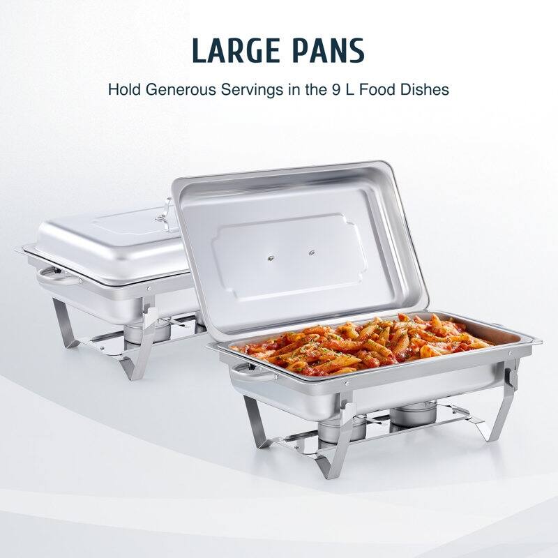 6 Packs Stainless Steel 8 Quarts Rectangle Chafing Dish