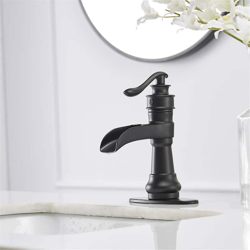 Waterfall Single Handle Bathroom Faucet With Drain Assembly Single Hole Bathroom Sink Faucets Modern Basin Vanity Mixer Taps