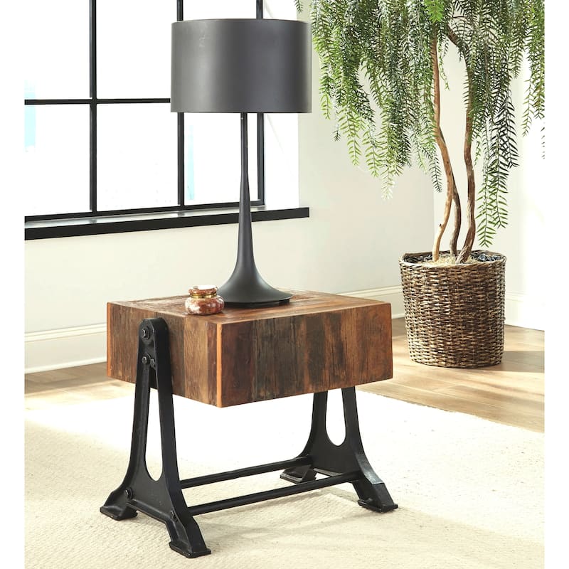 Industrial Design Cast Iron Base Living Room Accent End Table