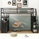 preview thumbnail 20 of 32, Full Size Metal Loft Bed with Storage Staircase and Wardrobe, Shelves