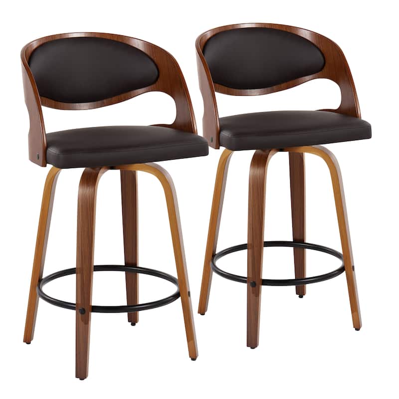 Carson Carrington Visby 26" Fixed-Height Counter Stool with Bent Wood Legs (Set of 2)