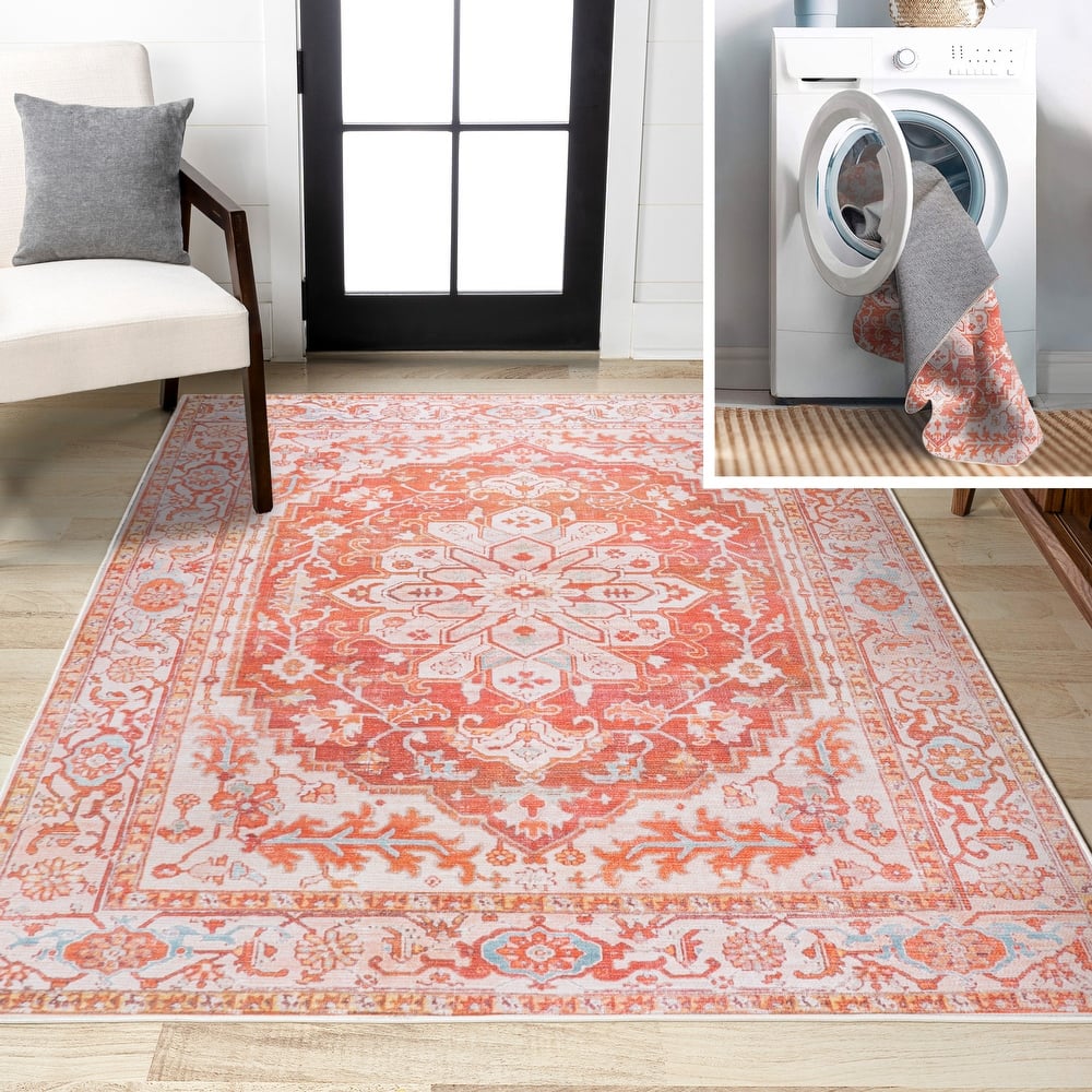 JONATHAN Y Maris Ornate Medallion Machine Washable Area Rug