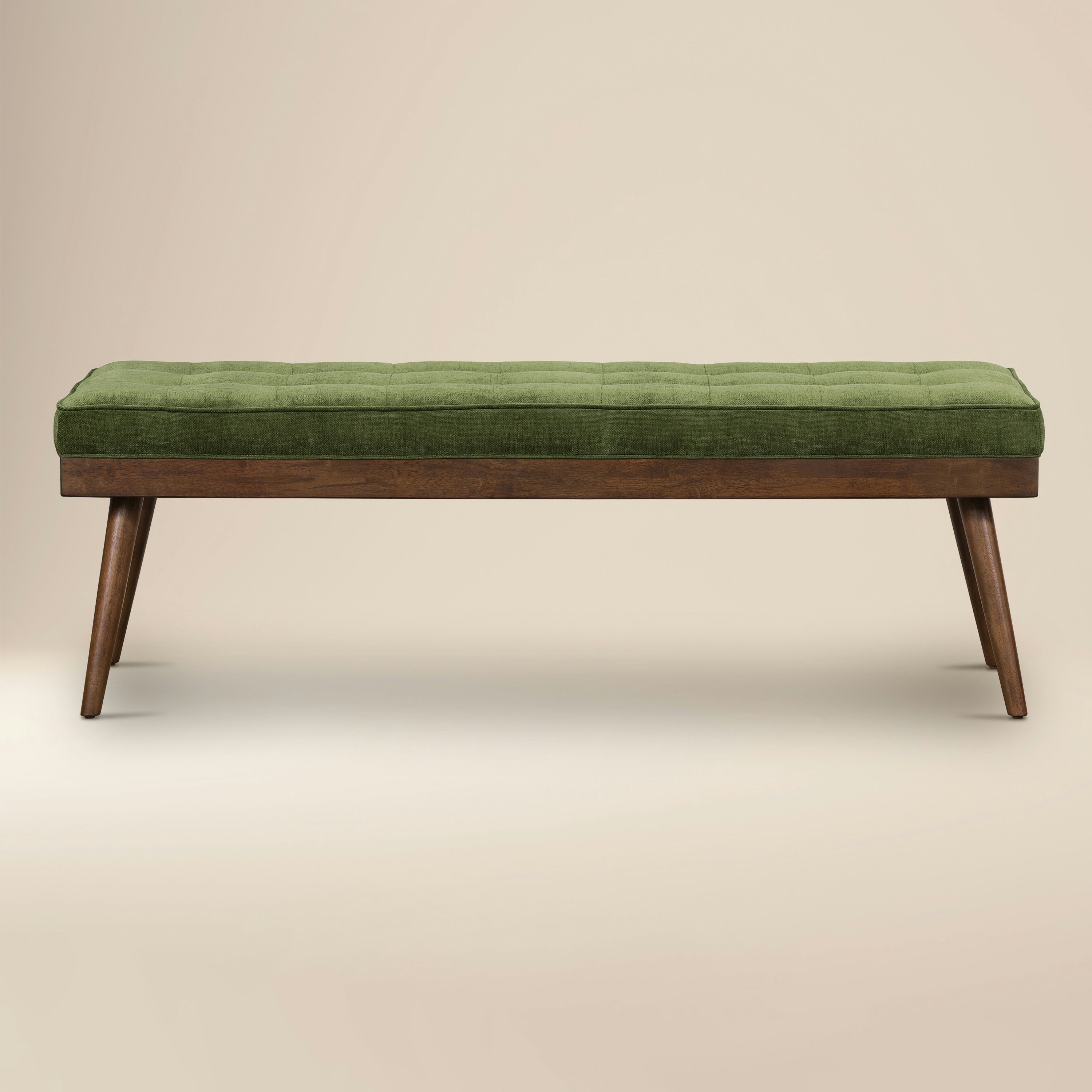 Poly & Bark Luca Fabric Bench - Tufted Seat with Solid Wood Legs