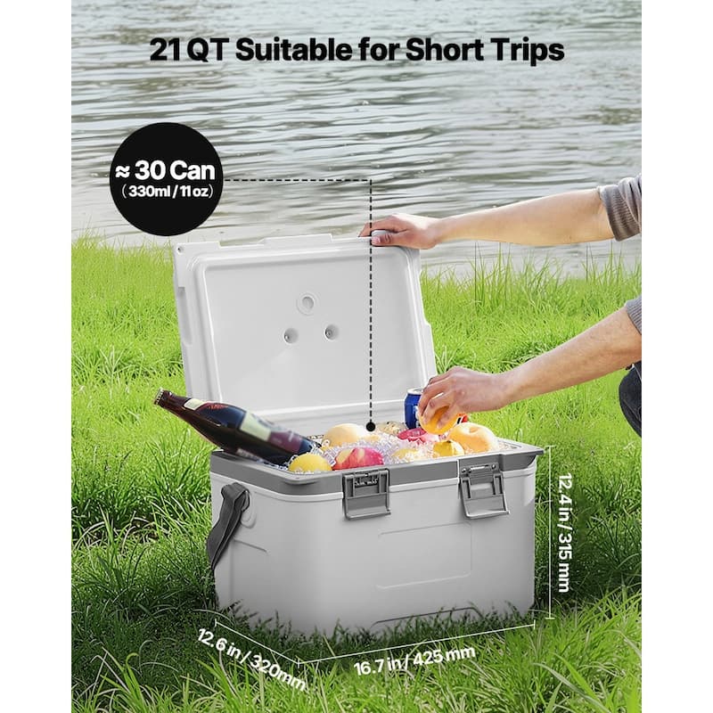 30 Can Insulated Cooler 21QT with Handles & Shoulder Strap for Travel - 16.7 x 12.6 x 12.4 in