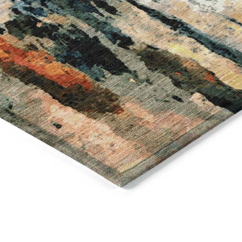 Machine Washable Indoor/ Outdoor Abstract Modern Chantille Rug