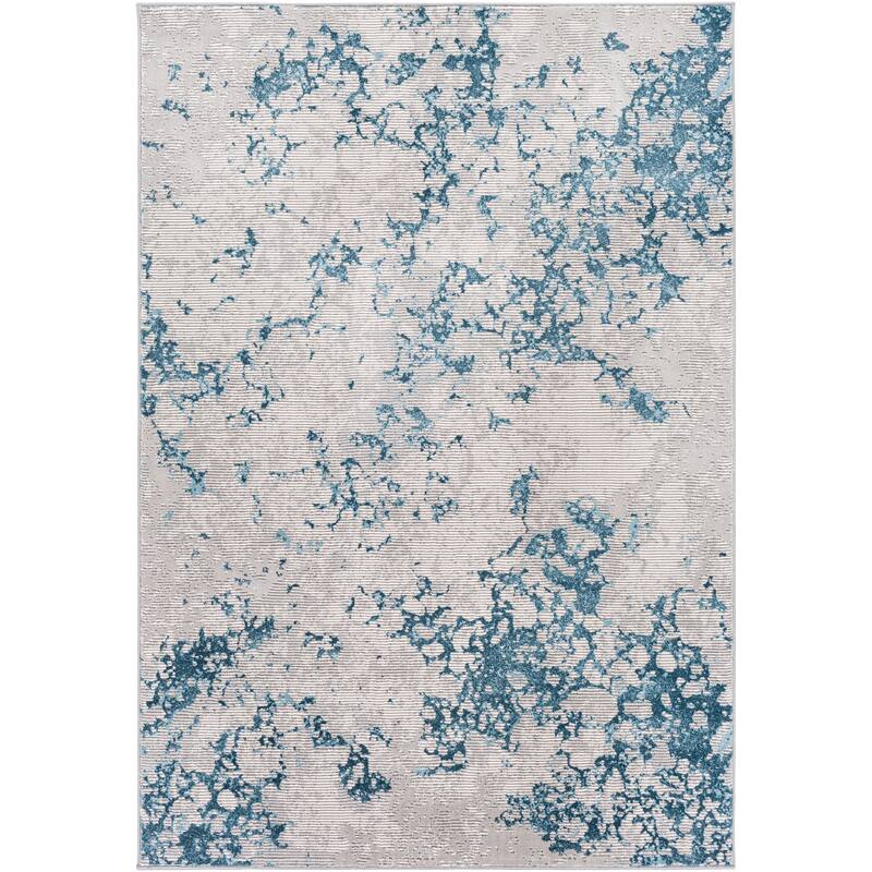 Artistic Weavers Perig Gray & Blue Abstract Contemporary Area Rug