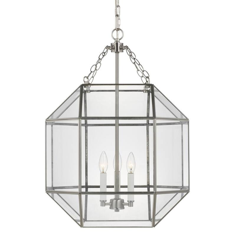 Bellevue Aveyron 3 Light 19" Wide Taper Candle Pendant with Clear - Brushed Nickel