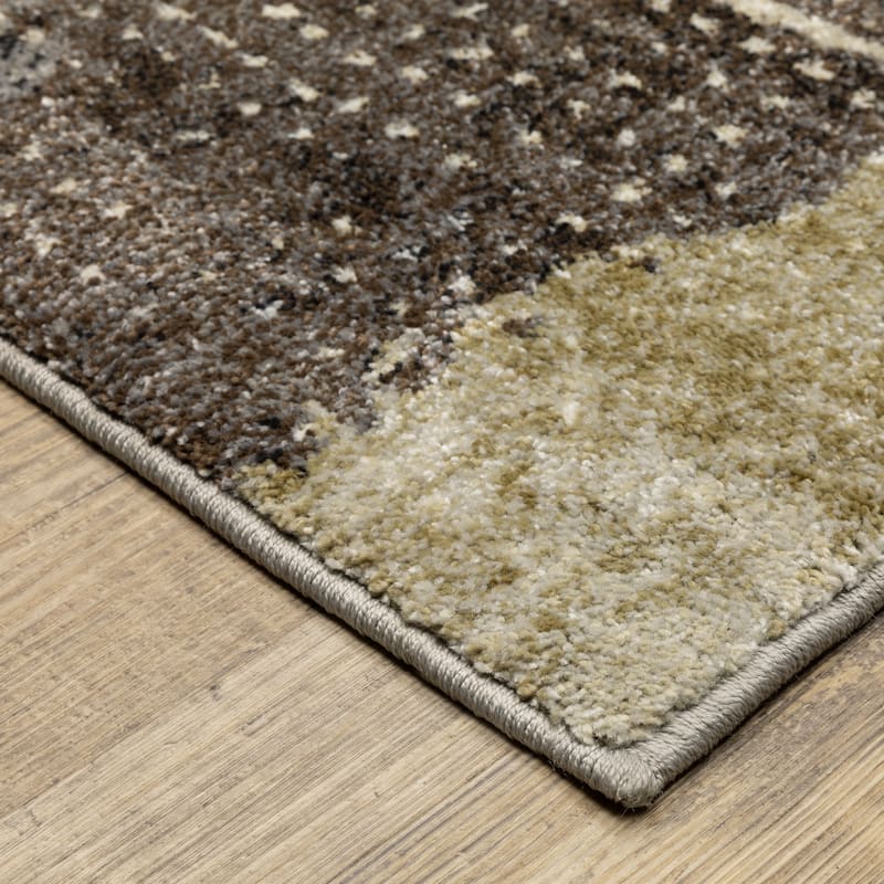 ROW Gemma Modern Layerd Block Green/Brown Area Rug