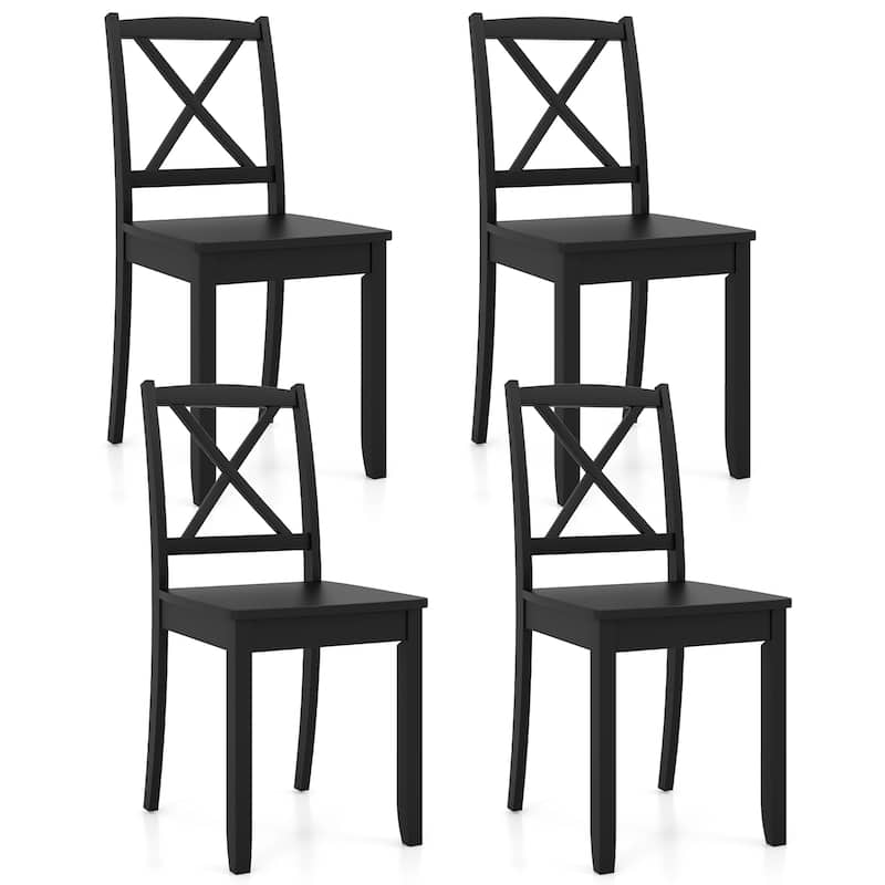 Gymax Dining Chair Set of 4 Kitchen Side Chairs w/ Rubber Wood Legs & - Black