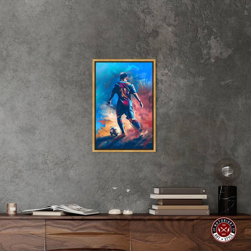 Notoriart Bold And Colorful Soccer Player Framed Soccer 1 Piece Canvas Wall Art