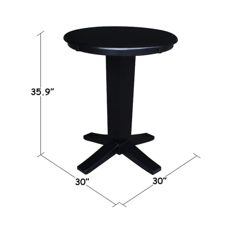 30 in Solid Wood Round Top Counter Height Pedestal Dining Table