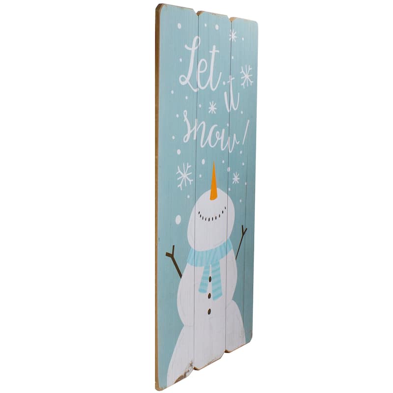 24" Wooden 'Let It Snow' Snowman Hanging Christmas Wall Sign