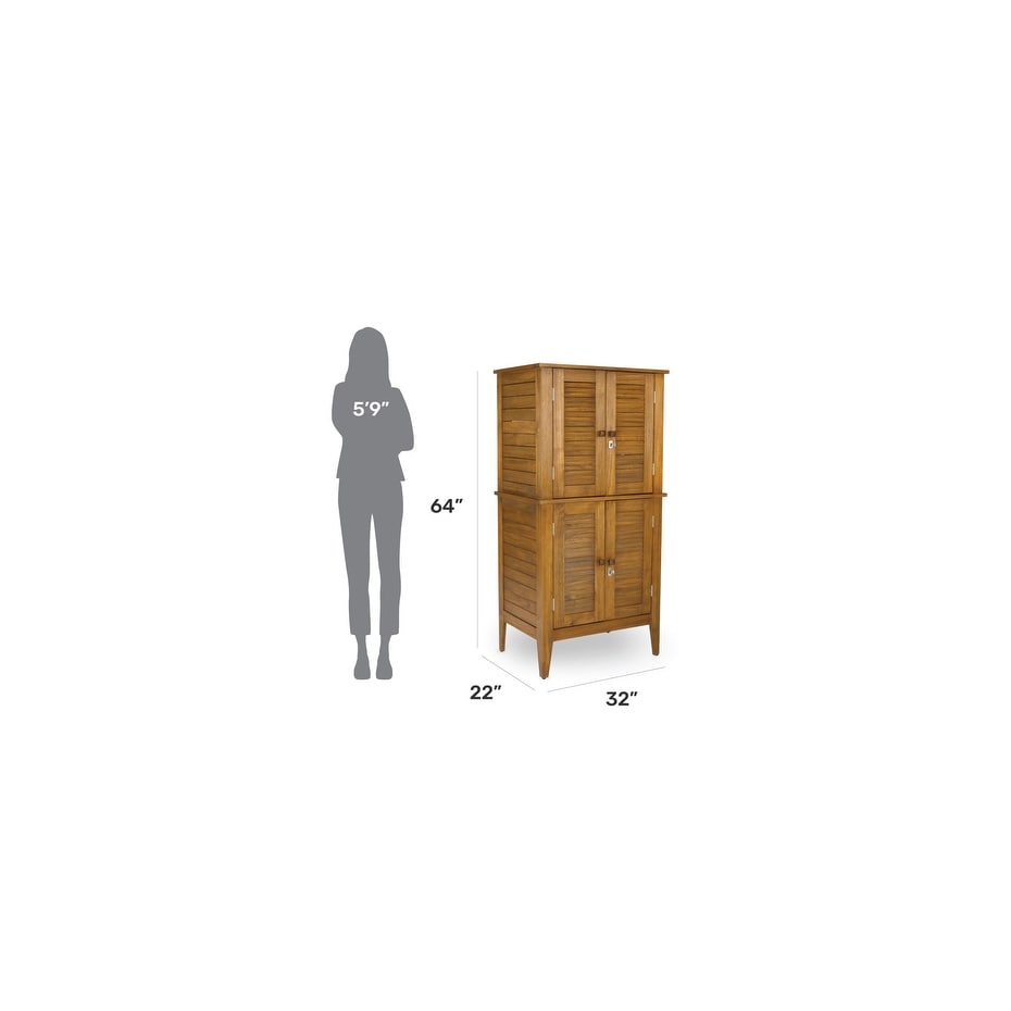 Homestyles Maho Brown Wood Outdoor Storage Cabinet - On Sale - Bed