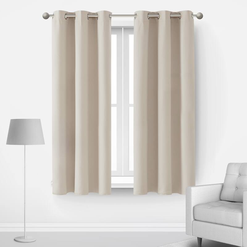 Deconovo Insulated 42 Width Curtain Panel Pair (2 Panel) - W42 x L45 Inch - Light Beige
